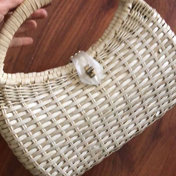 Vintage Hand made beaded and rattan handbag purse - Picture 2 of 13